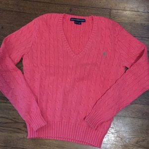 Pink Ralph Lauren Cable knit sweater